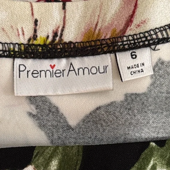 Premier Amour Chic Black Floral Midi Dress with Bell Sleeves Size 6 - Picture 10 of 13